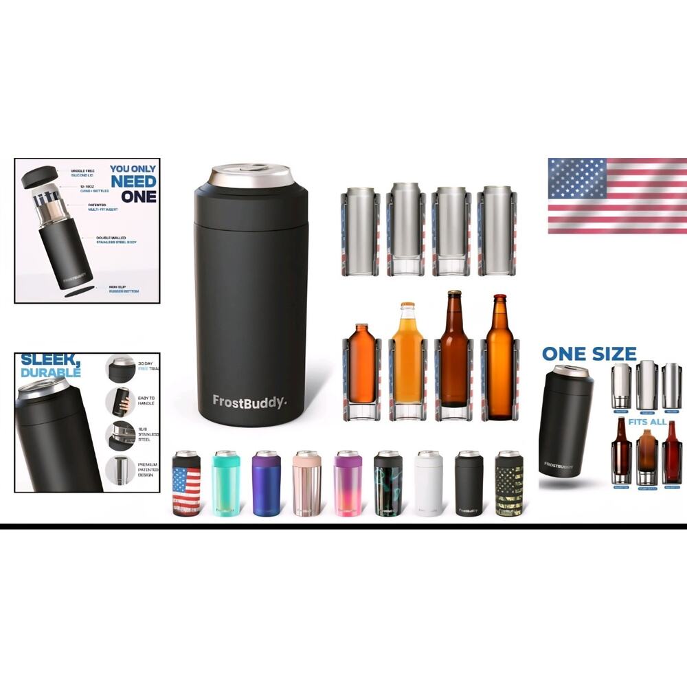 Frost Buddy Universal Can Cooler - Fits All - For Reg 12 & 16 oz or Slim Ergon